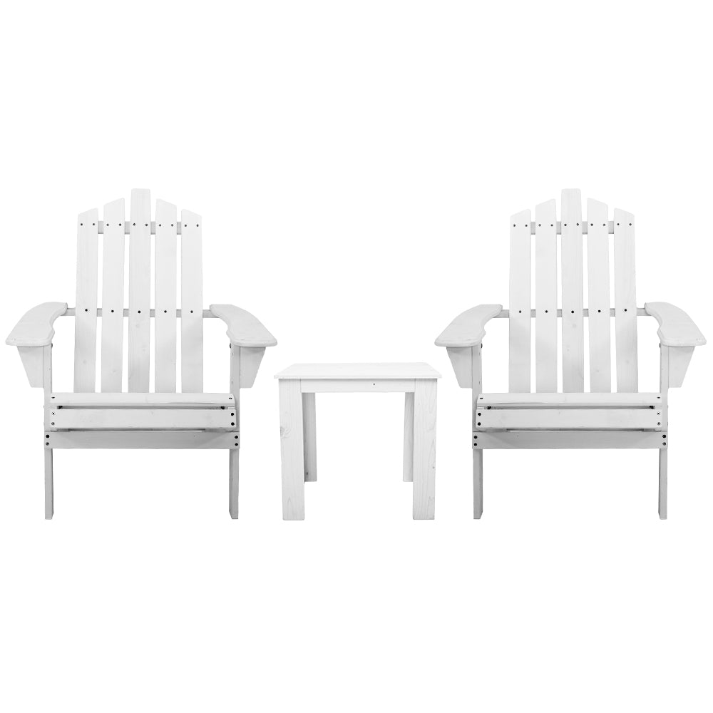 Gardeon Outdoor Sun Lounge Beach Chairs Table Wooden White Shopping