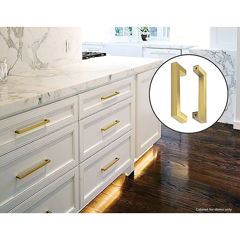 15 x Brushed Brass Drawer Pulls Kitchen Cabinet Handles - Gold