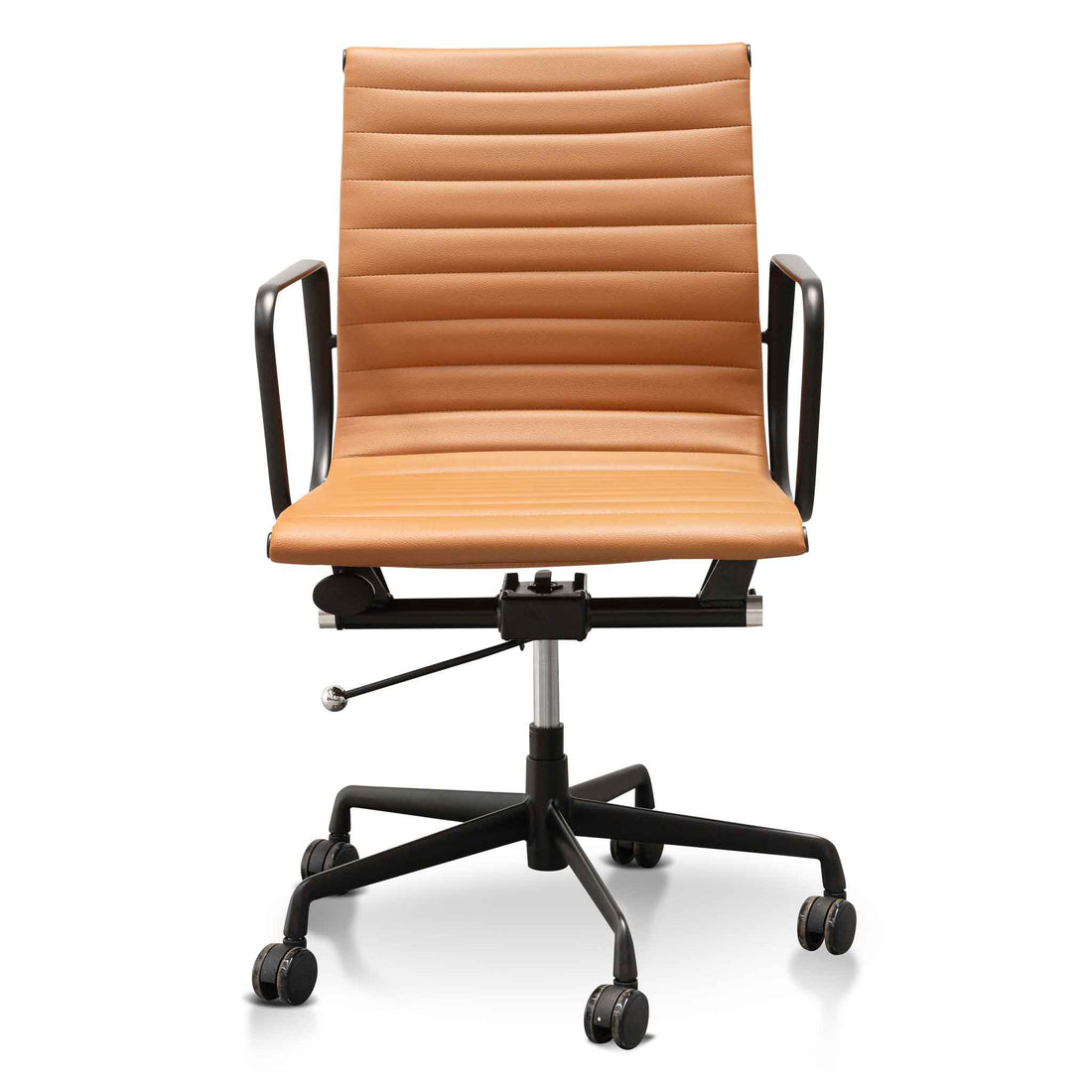 Daisy Low Back Office Chair - Saddle Tan in Black Frame-0
