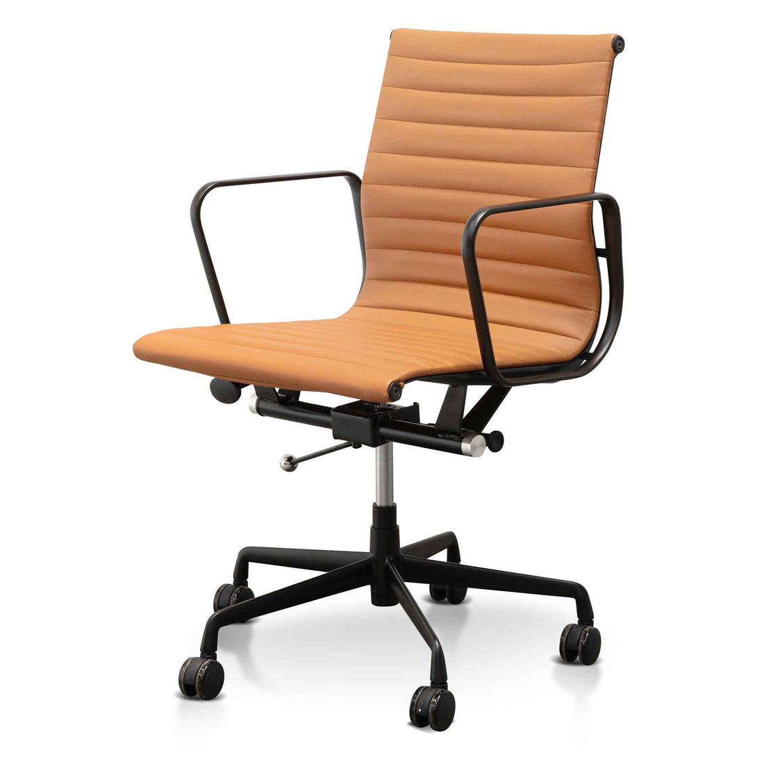 Daisy Low Back Office Chair - Saddle Tan in Black Frame-0