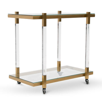 Uma Glass Bar Cart - Brushed Gold-0