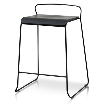 Aaron 65cm Wooden Seat Bar Stool - Black-0