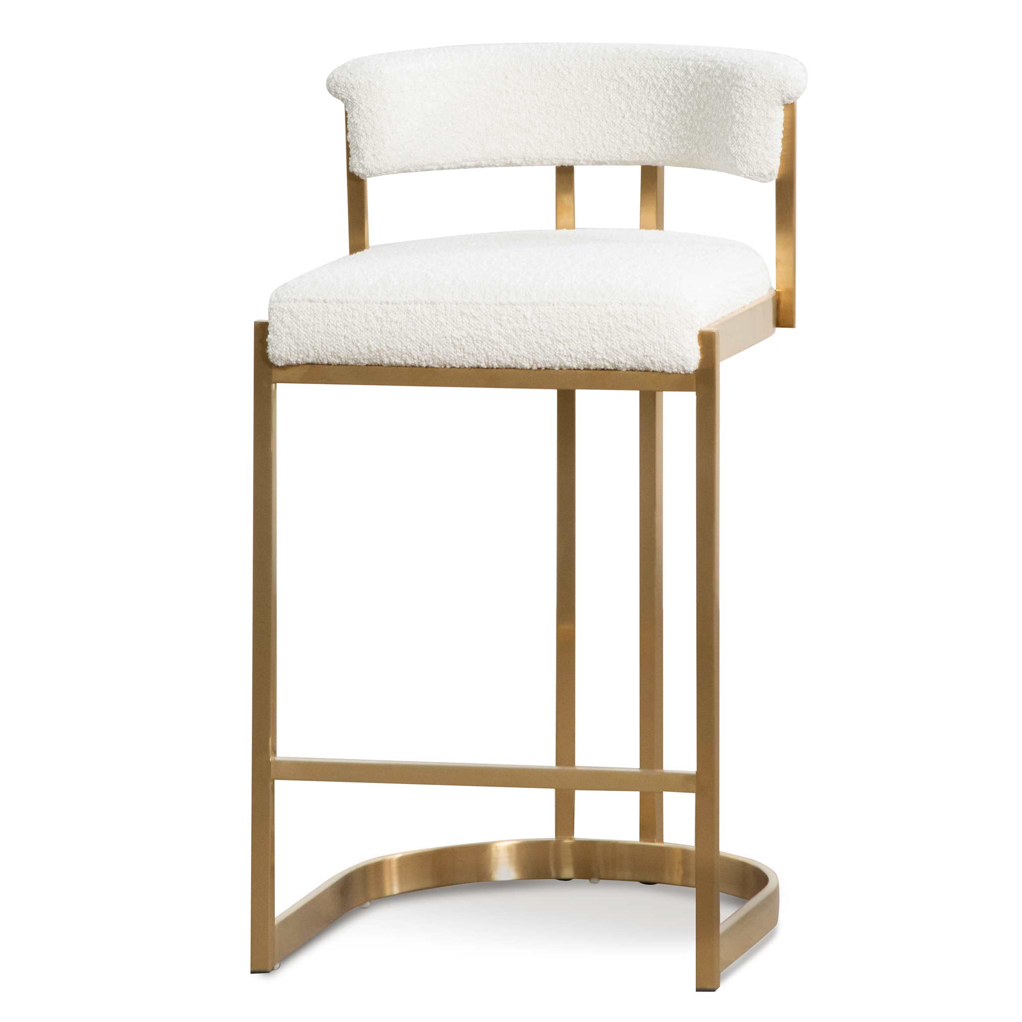 Zoe Ivory White Boucle Bar Stool - Golden Base-0