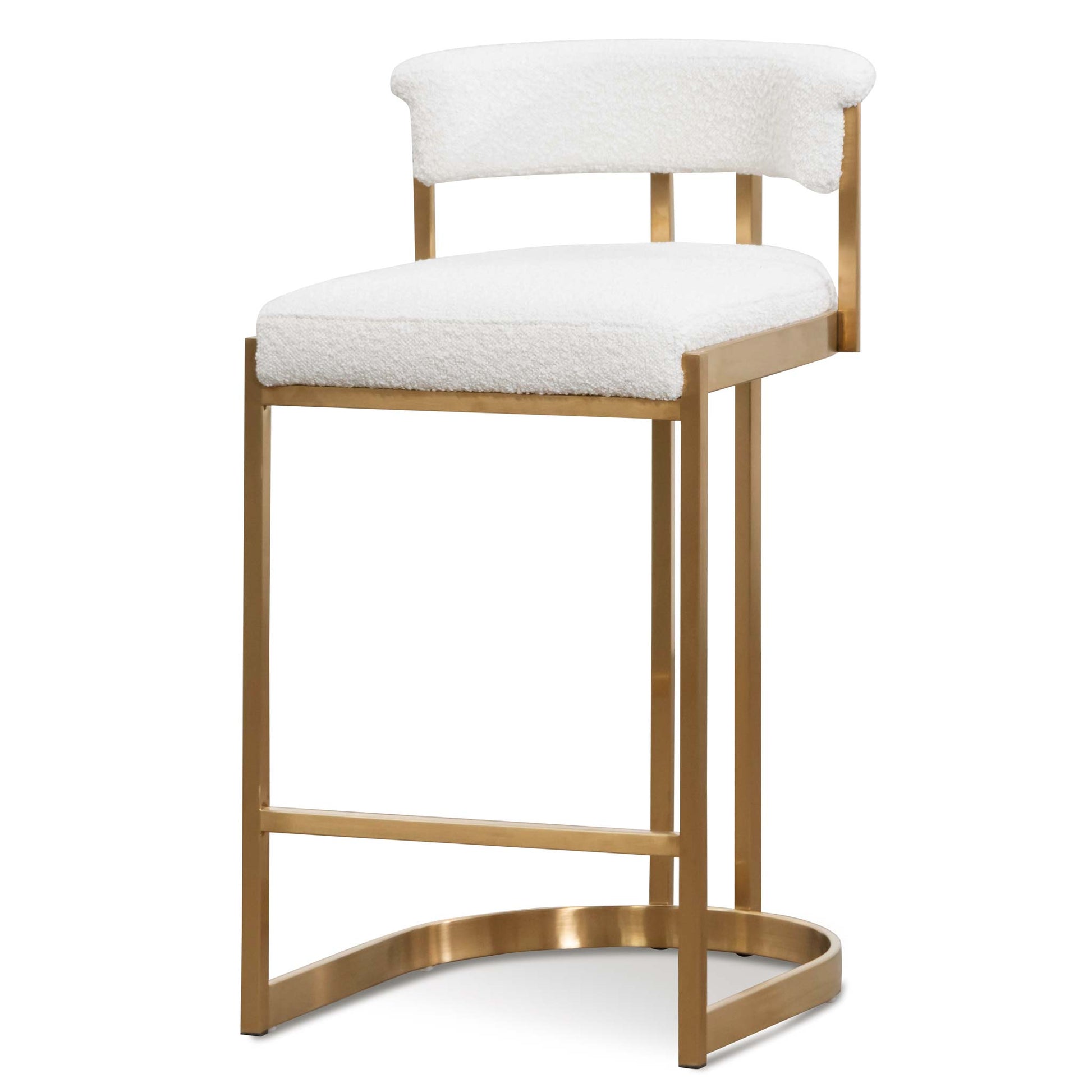 Zoe Ivory White Boucle Bar Stool - Golden Base-1