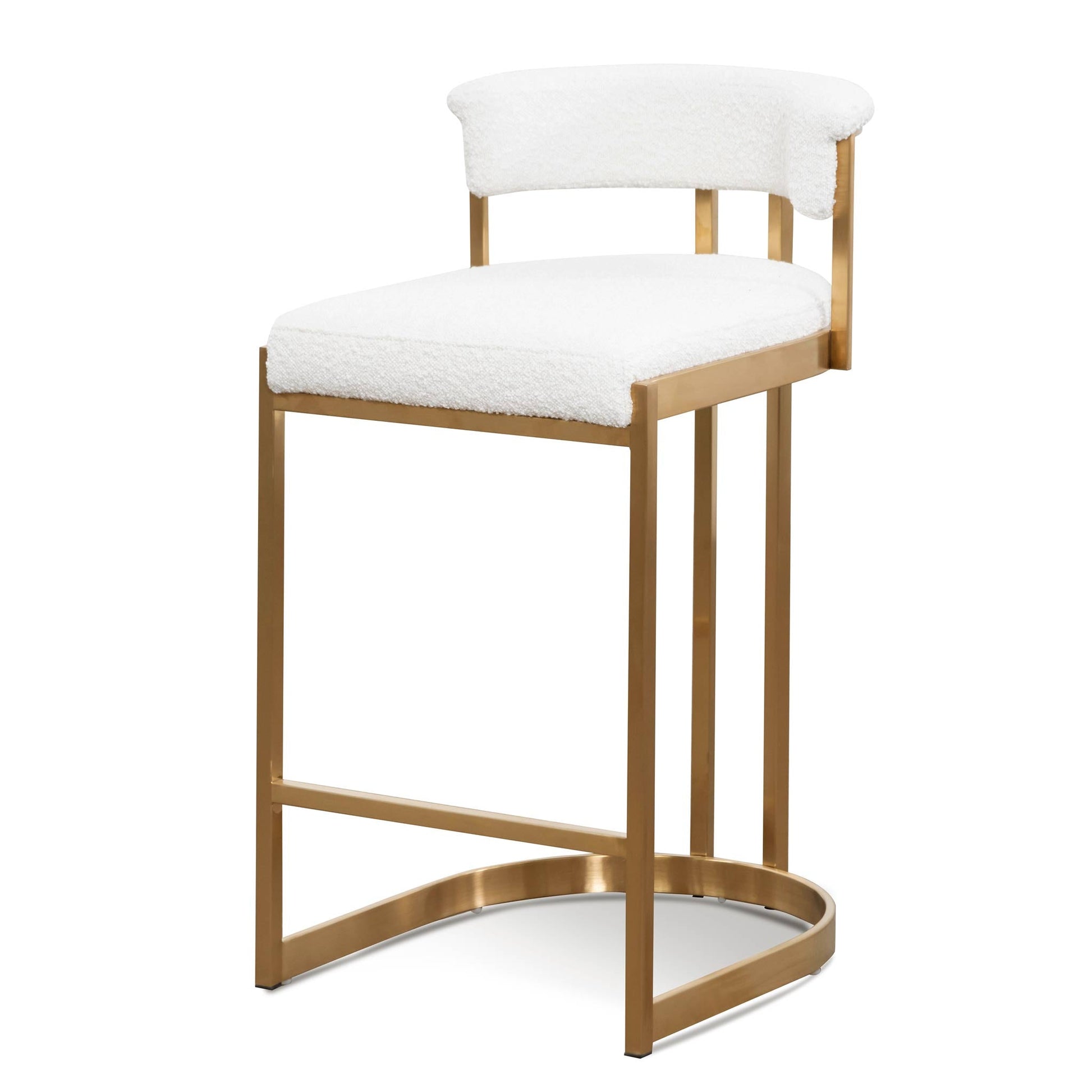 Zoe Ivory White Boucle Bar Stool - Golden Base-2