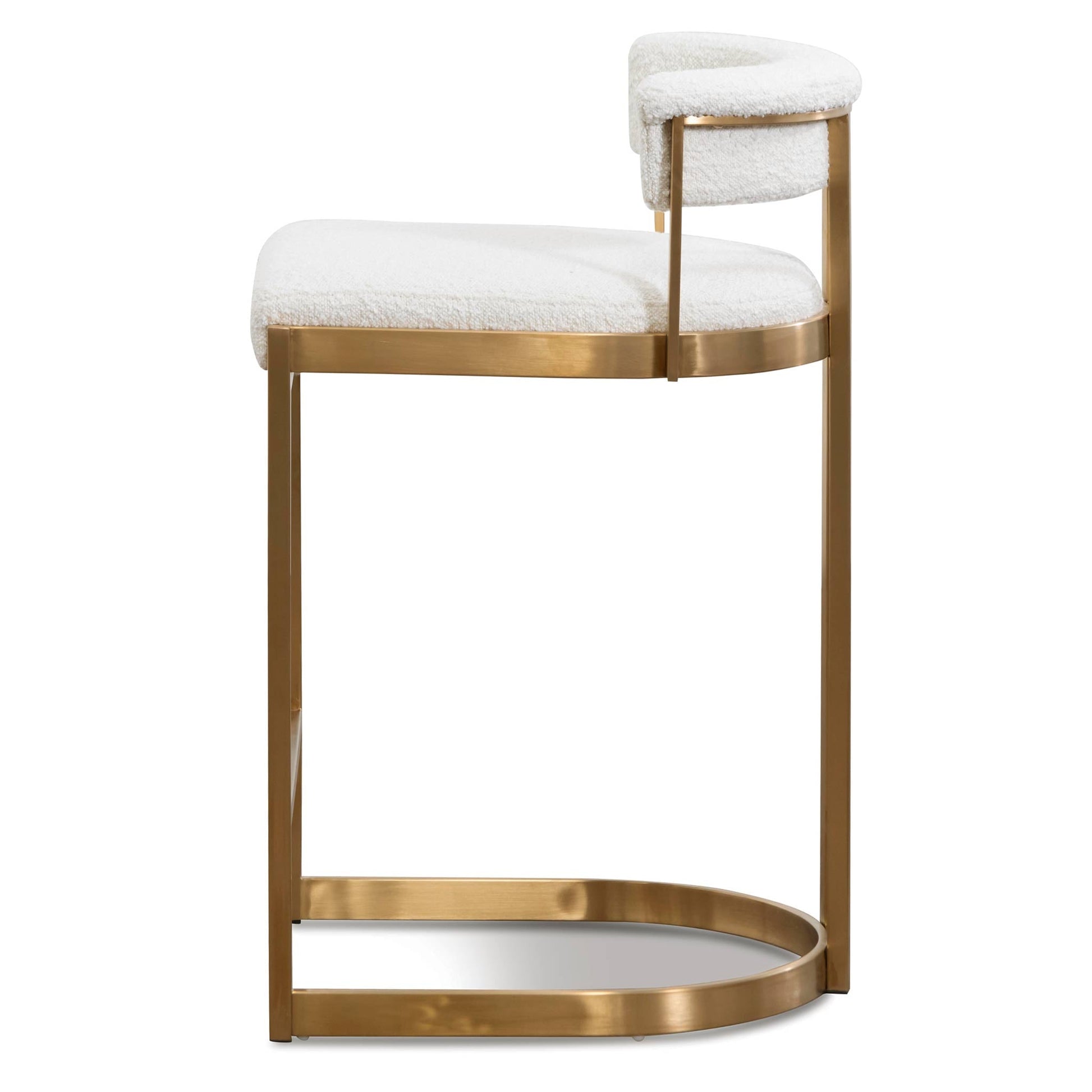 Zoe Ivory White Boucle Bar Stool - Golden Base-4