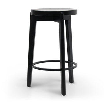 Rachel 65cm Solid wood Bar Stool - Full Black-0