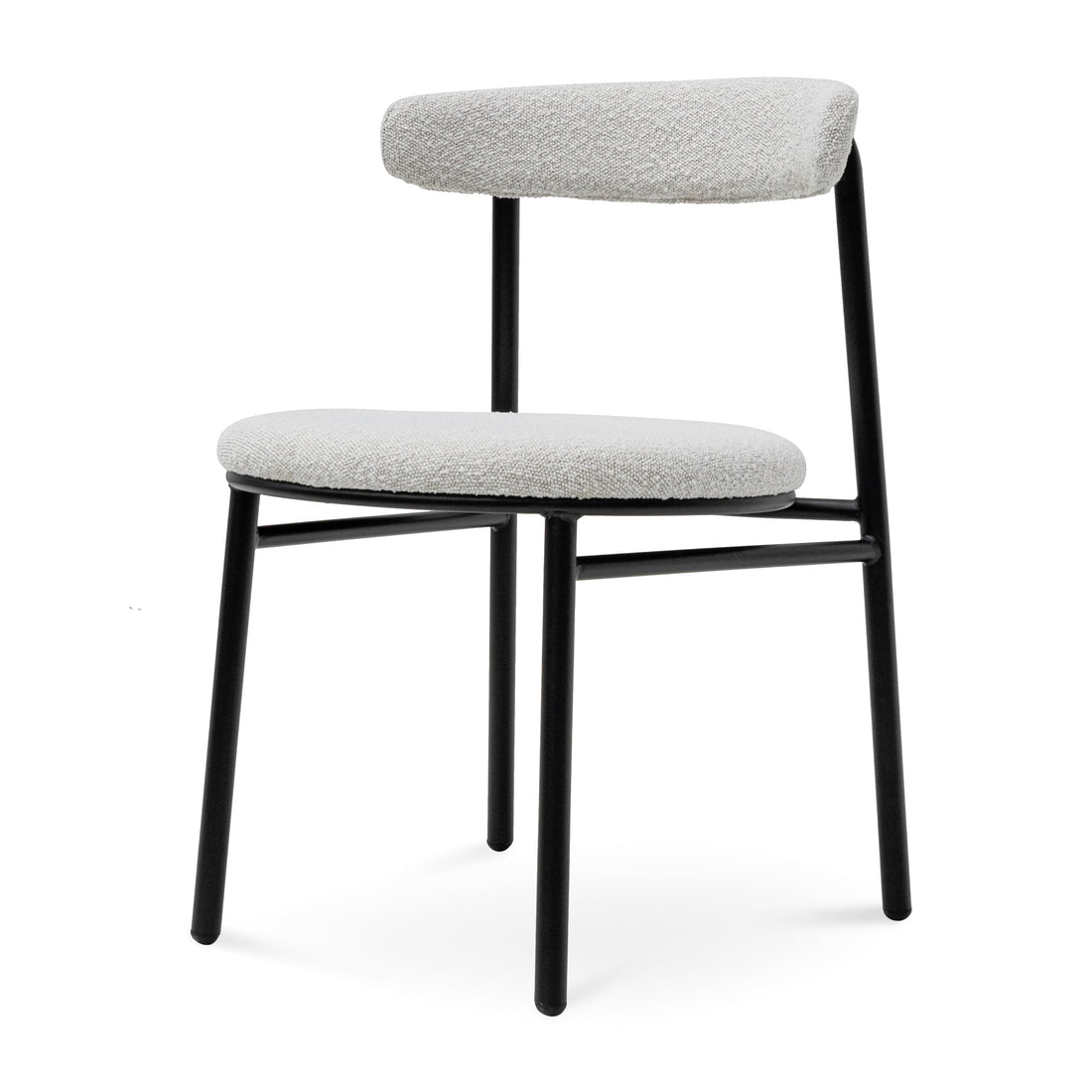 Alice Fabric Dining Chair - Moon White Boucle and Black Legs (Set of 2)-0