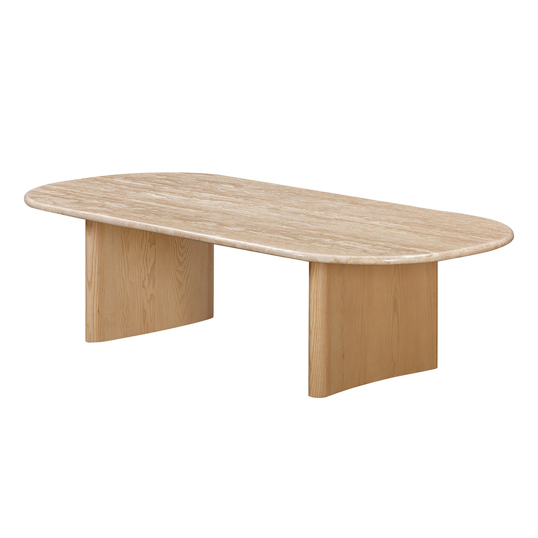 Ethan 1.5m Travertine Top Coffee Table - Creme Ash-0