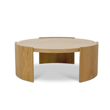 Ivy 100cm Wooden Round Coffee Table - Natural-0