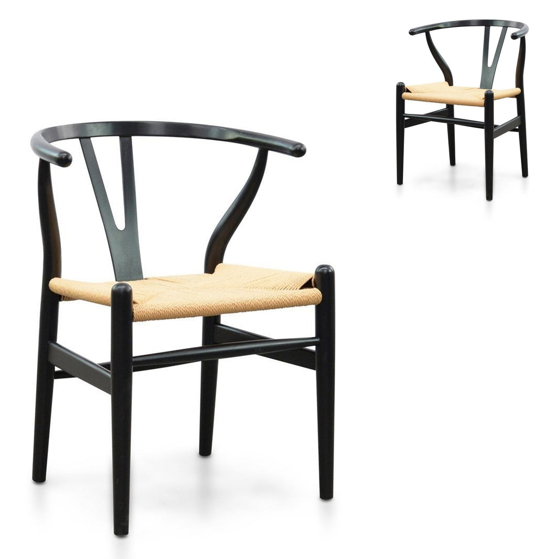 NoraSD Dining Chair - Black - Natural Seat (Set of 2)-0