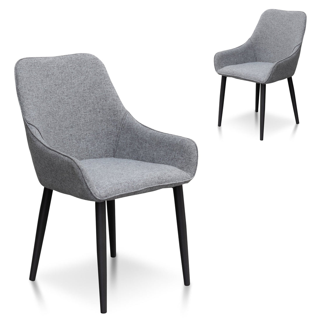 Bob Dining Chair - Pebble Grey Fabric with Black Legs (Set of 2)-0