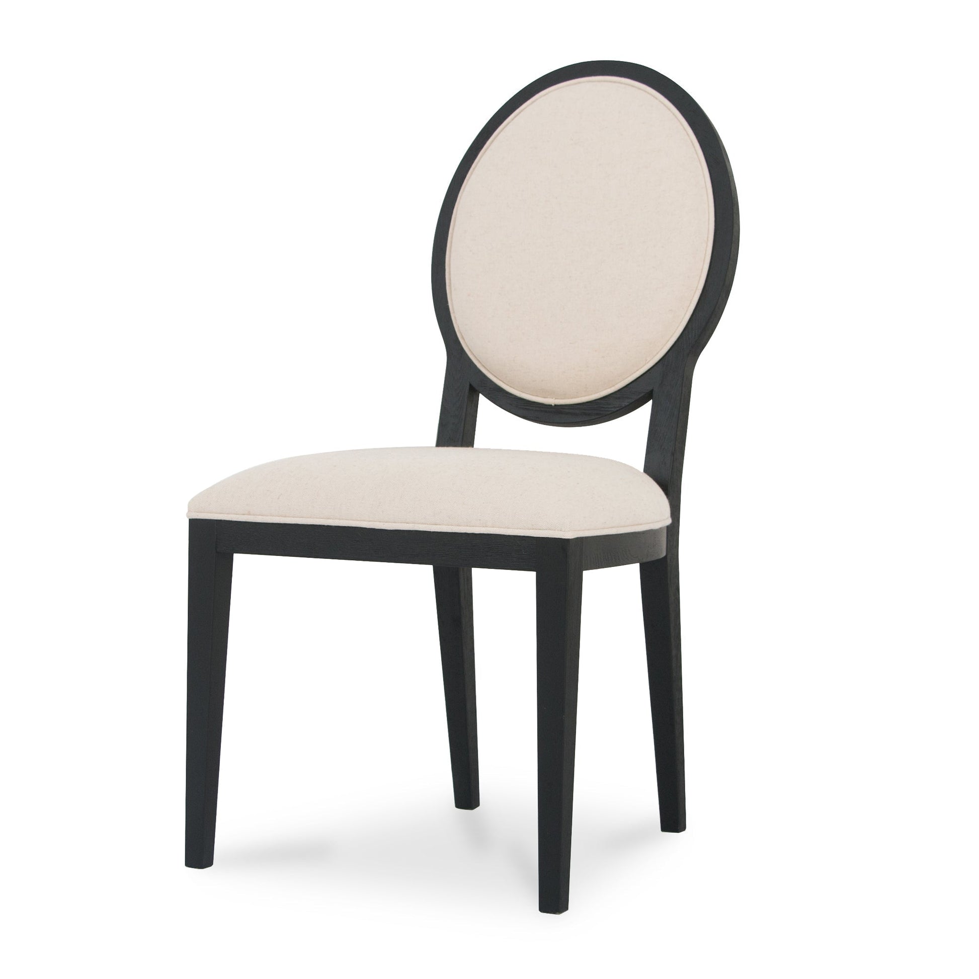 Penelope Light Beige Fabric Dining Chair - Black Frame (Set of 2)-1