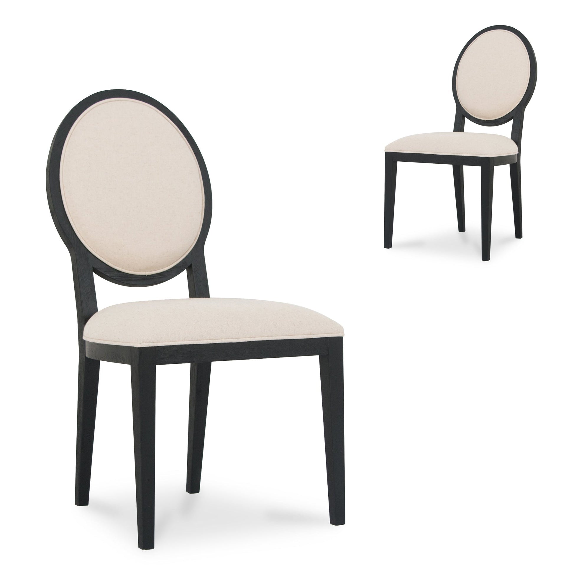 Penelope Light Beige Fabric Dining Chair - Black Frame (Set of 2)-0