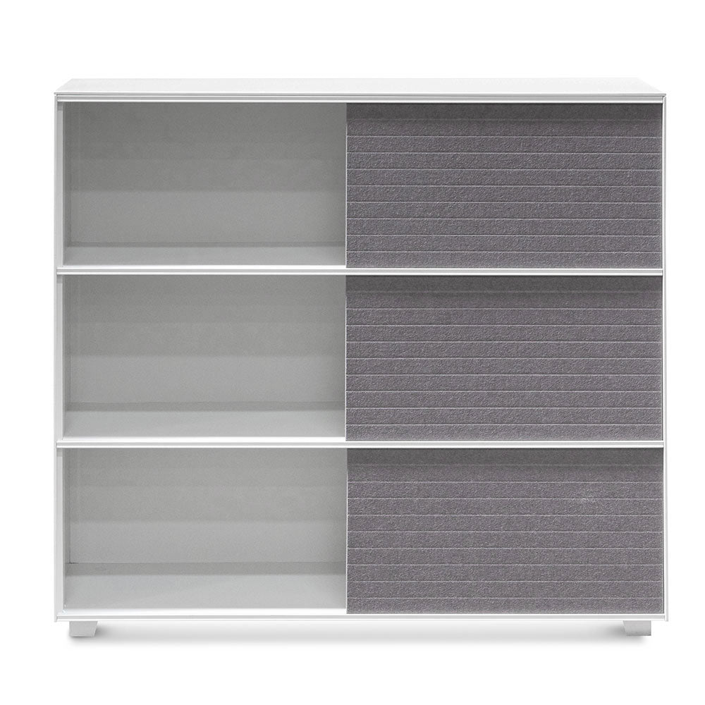 Yolanda Inter-layered White Storage Cabinet - Grey Doors-0