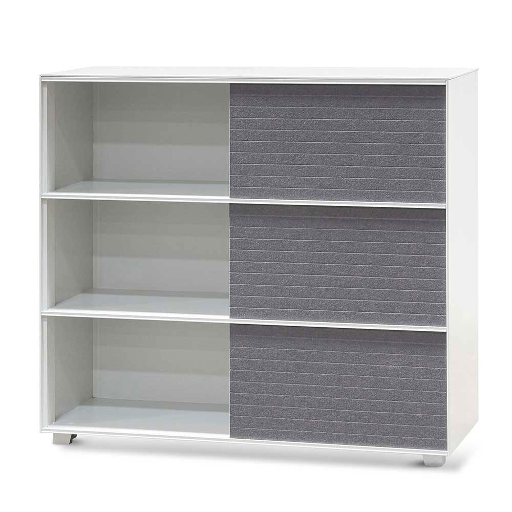 Yolanda Inter-layered White Storage Cabinet - Grey Doors-0