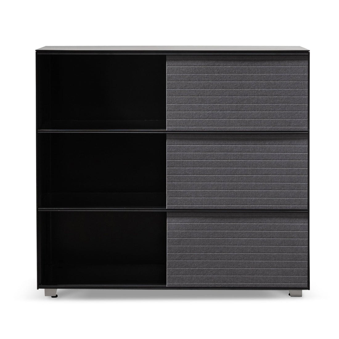 Thomas Inter-layered Black Storage Cabinet - Grey Doors-0