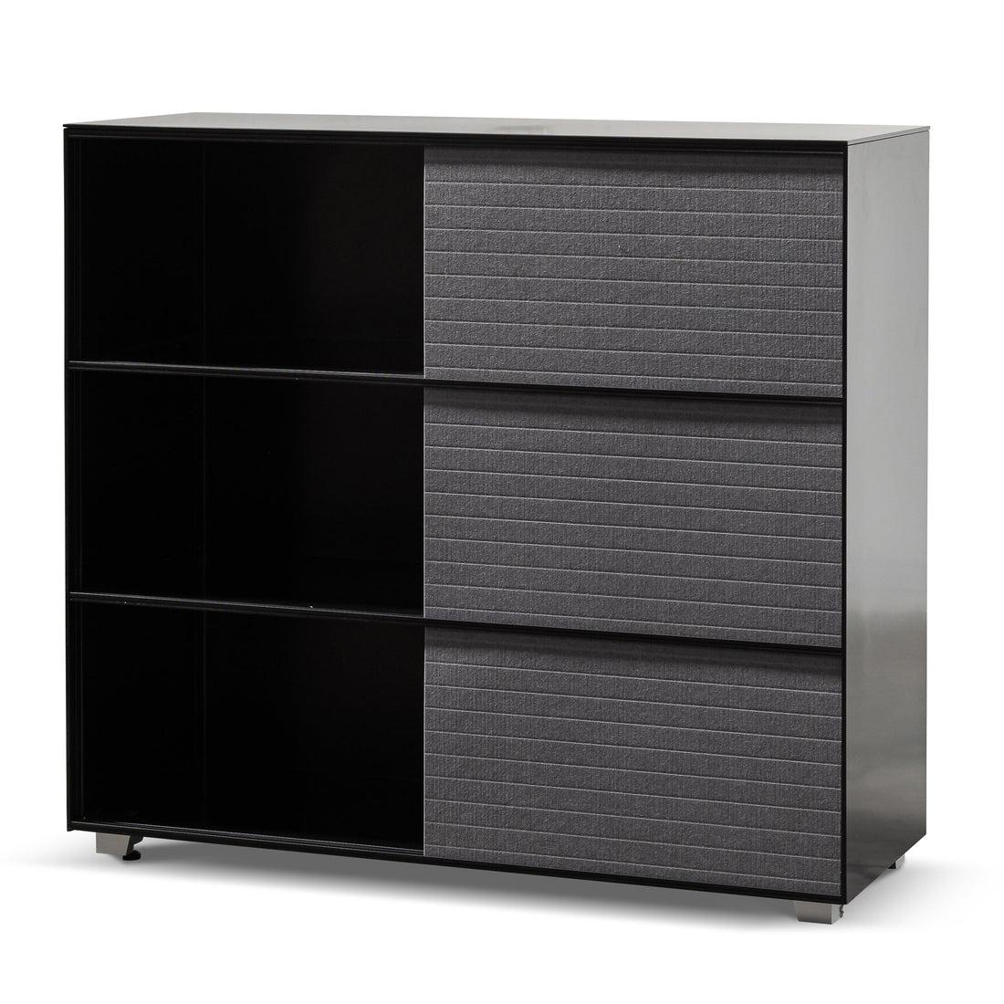 Thomas Inter-layered Black Storage Cabinet - Grey Doors-0
