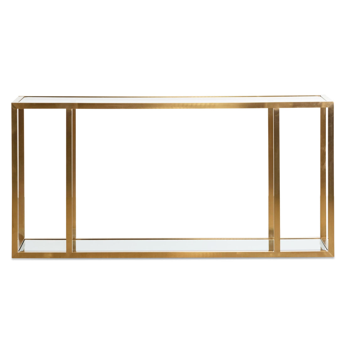 Rachel 1.6m Glass Console Table - Brushed Gold-0