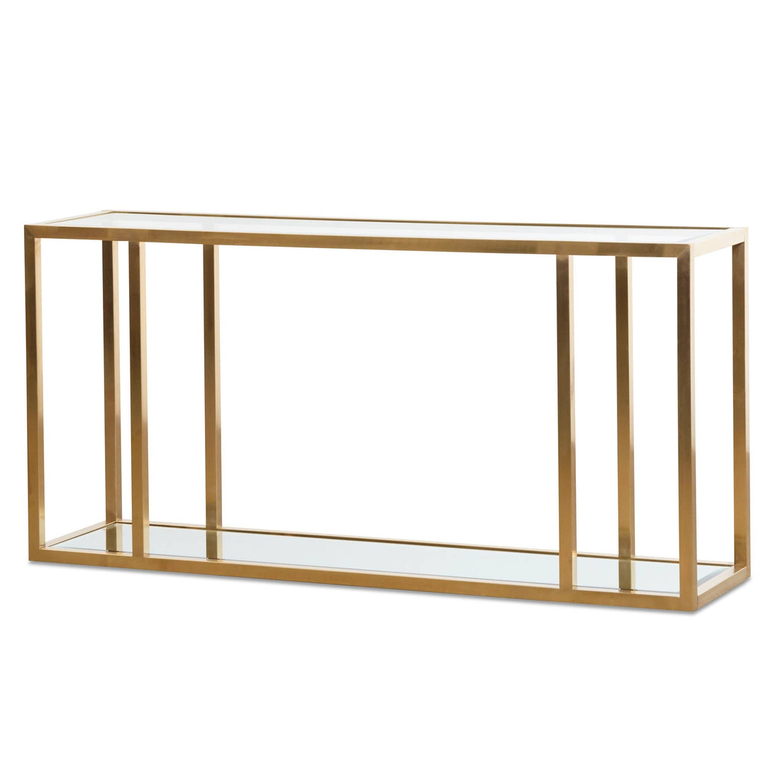 Rachel 1.6m Glass Console Table - Brushed Gold-0