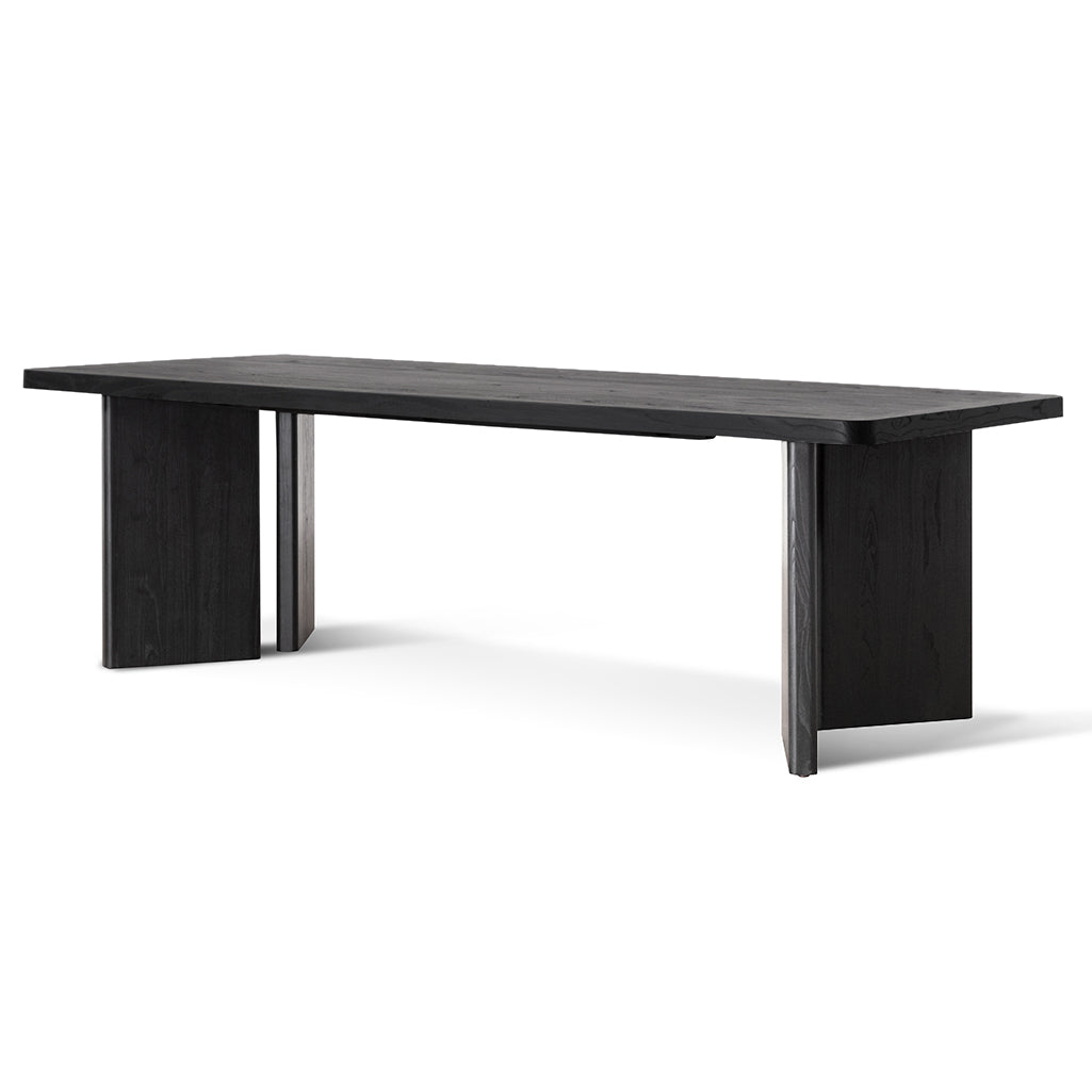 Frank 2.4m Elm Dining Table - Full Black-0