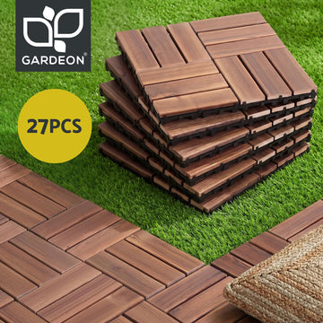 Gardeon 27PCS Wood Deck Tiles 30x30cm Interlocking Floor Tiles Pine Brown