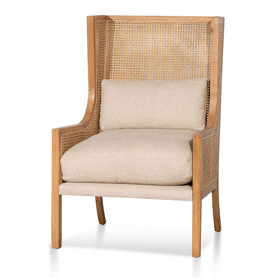 Hannah Wingback Rattan Armchair - Distress Natural - Sand White-0