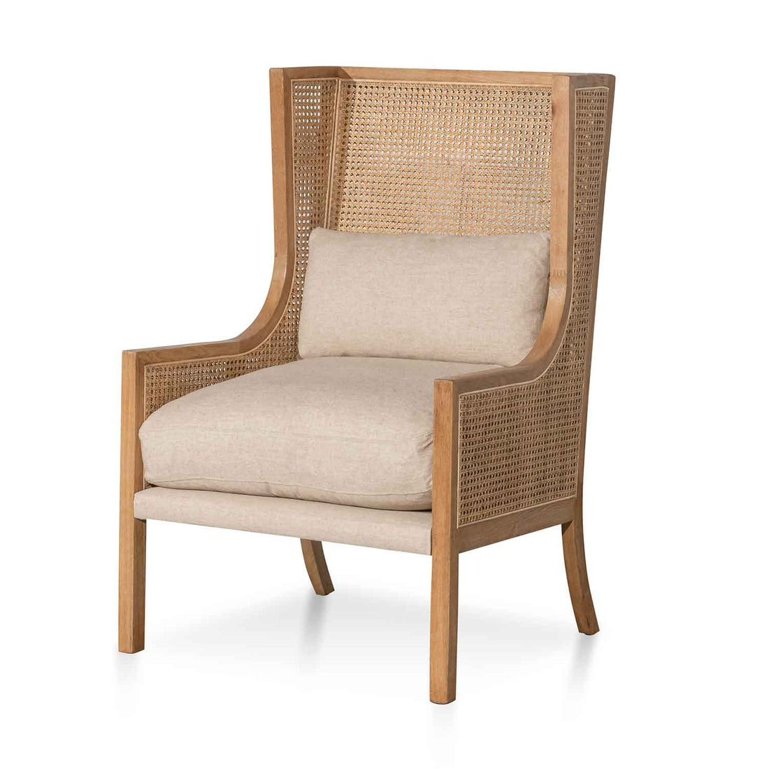 Hannah Wingback Rattan Armchair - Distress Natural - Sand White-0