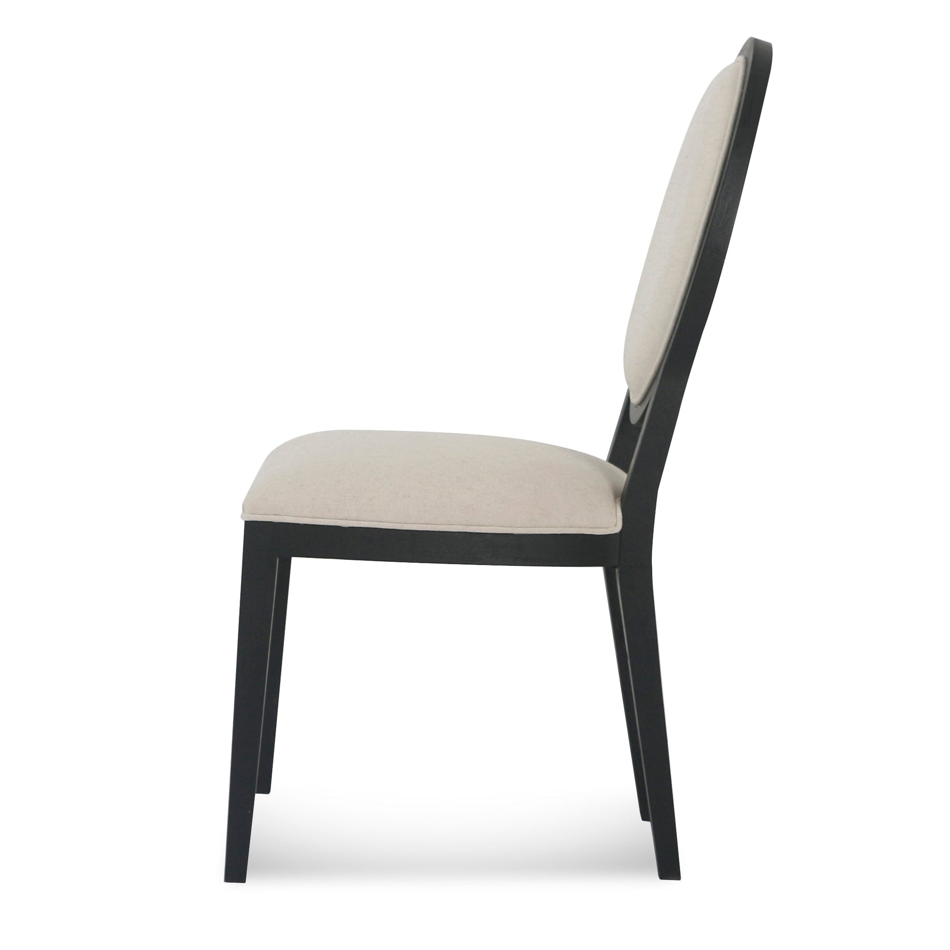 Penelope Light Beige Fabric Dining Chair - Black Frame (Set of 2)-4