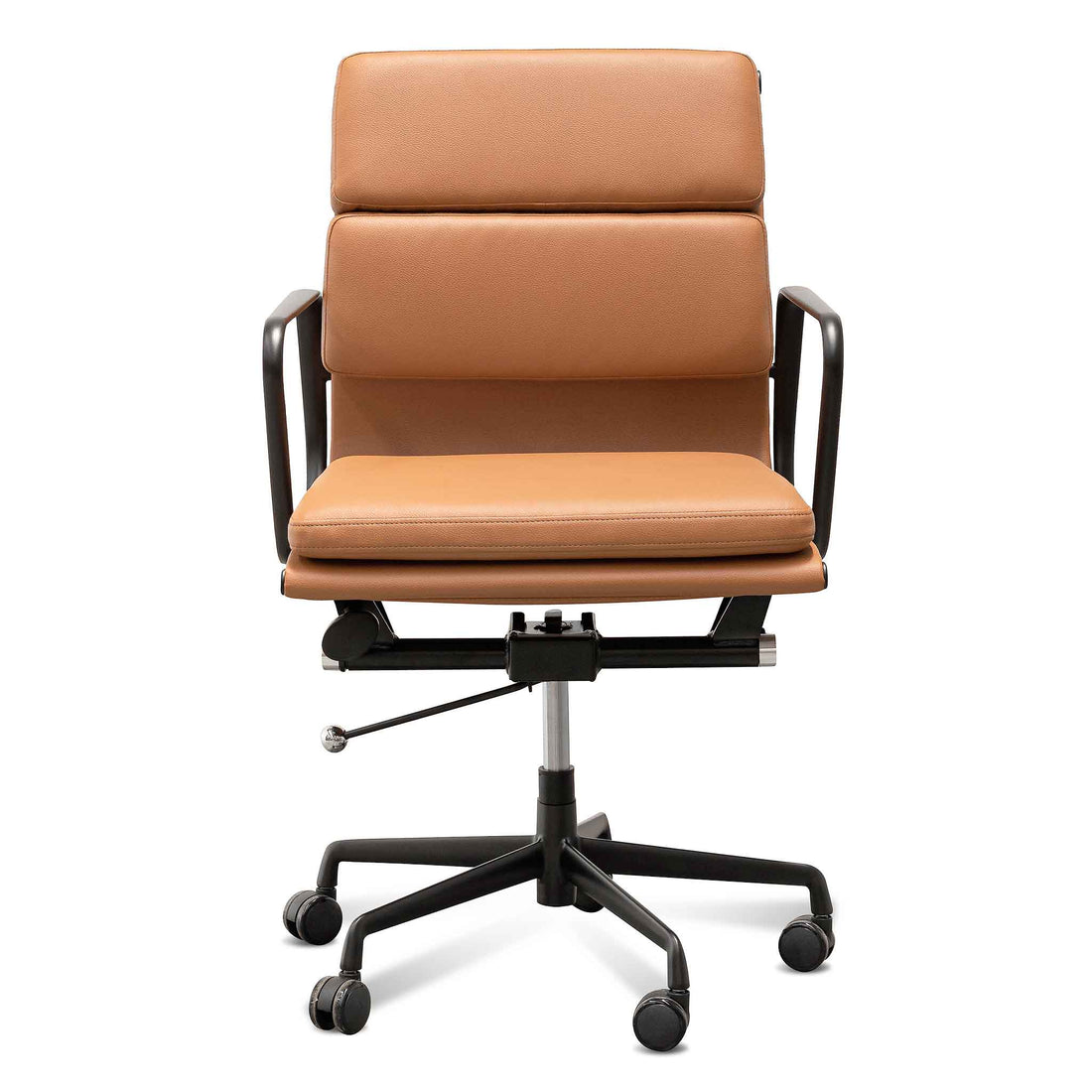 Xavier Low Back Office Chair - Saddle Tan in Black Frame-0