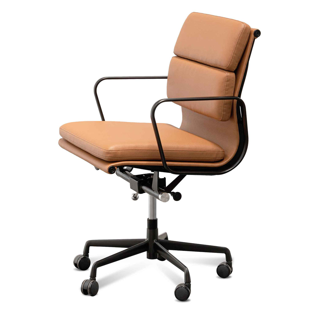Xavier Low Back Office Chair - Saddle Tan in Black Frame-0