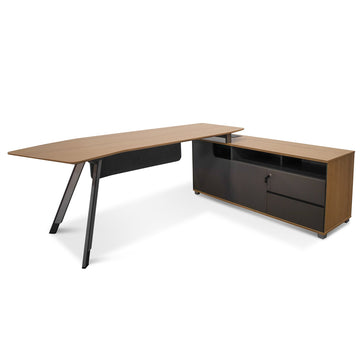 Taylor 2.2m Right Return Grey Office Desk - Natural Top-0