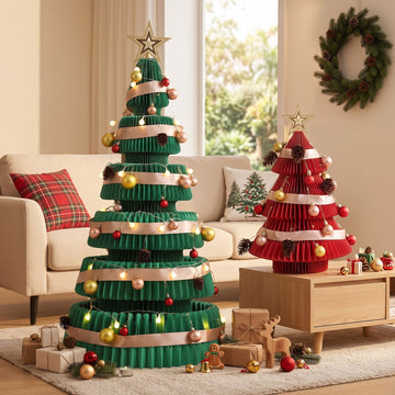 Jingle Jollys 47cm&111cm Christmas Tree Decoration Foldable Xmas Paper Tree