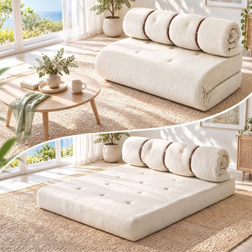 Artiss Convertible Sofa Bed Roll-Up Sleeper Chair Fold Out Couch Floor Lounge