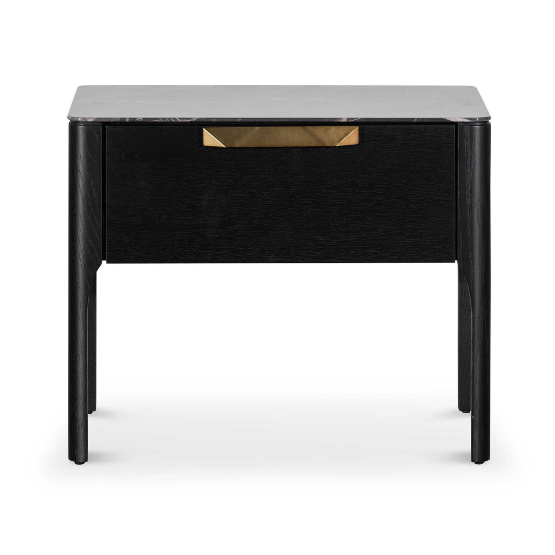 Uma Bedside Table - Black with Porcelain Marble Top-0