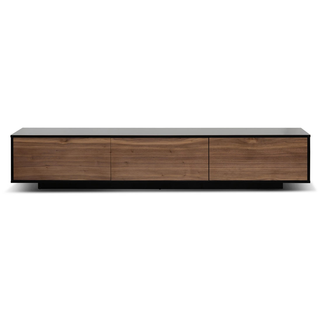 Zoe 2.3m Wooden Entertainment Unit - Black with Walnut Drawers-0