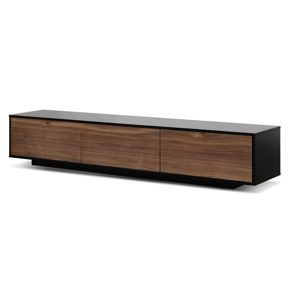 Zoe 2.3m Wooden Entertainment Unit - Black with Walnut Drawers-0
