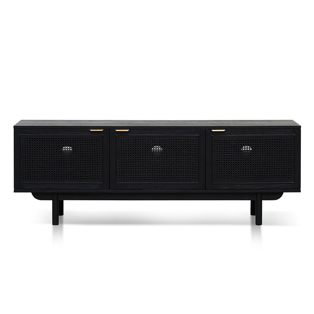 Gabriel 1.7m ELM Black Entertainment TV - Natural Rattan Door-0