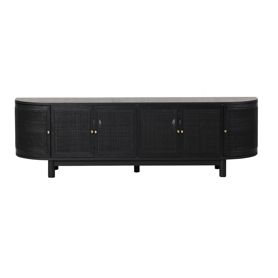 Xavier 2.2cm Rattan Doors TV Entertainment unit - Full Black-0