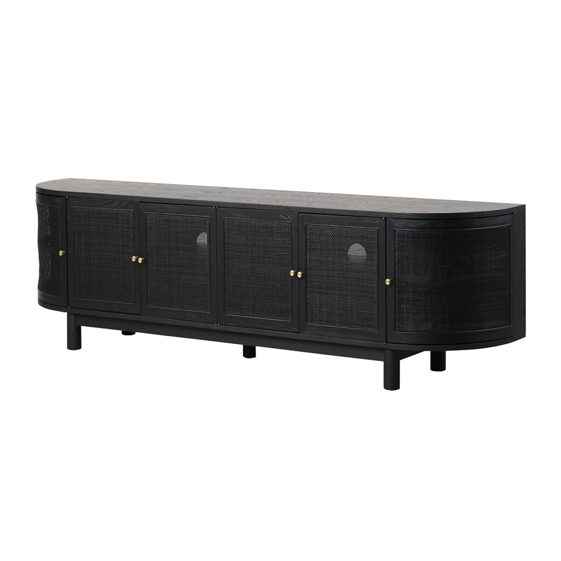 Xavier 2.2cm Rattan Doors TV Entertainment unit - Full Black-0
