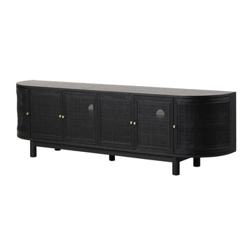 Xavier 2.2cm Rattan Doors TV Entertainment unit - Full Black-0