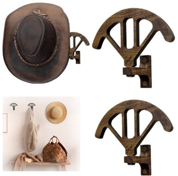 Wooden Cowboy Hat Rack, Rustic Western Wall Mounted Hat Holder for Bedroom and Living Room, Retro, Gift Idea