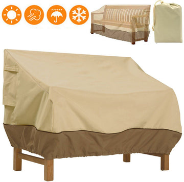 Waterproof Garden Bench Cover, 210D Oxford Patio Bench Cover, UV Protection Windproof Tear-Resistant Furniture Cover, Beige, 193x83x84cm