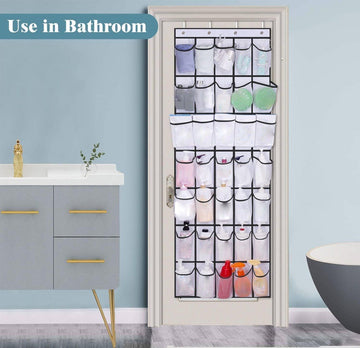 35 Pockets Over The Door Shoe Organizer, Hanging Shoe Rack Storage with Clear Pockets for Closet Bathroom, White