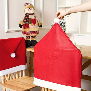 Christmas Chair Cover 6-Pack - Red Festive Dining Chair Slipcover for Holiday Party Home Decor - 60x50cm