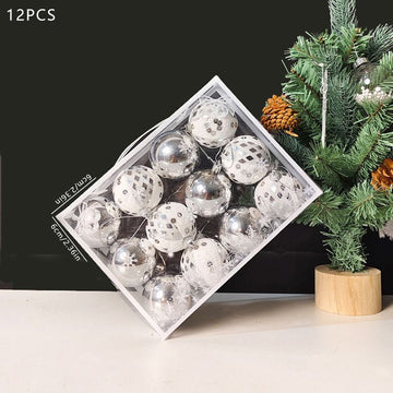 Christmas Balls Ornaments 12-Pack - 6cm Shatterproof Christmas Tree Decorations for Holiday Party Home Decor - Glossy White Gray