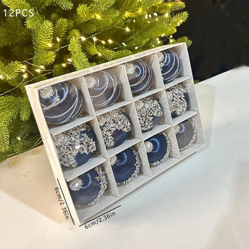 Christmas Balls Ornaments 12-Pack - 6cm Shatterproof Christmas Tree Decorations for Holiday Party Home Decor - Silk Thread Sapphire Blue