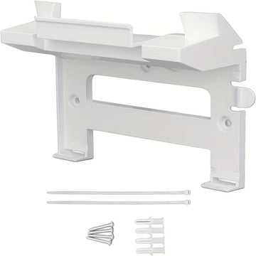 Wall Mount Bracket for Starlink Standard 4 Router and Power Supply, 2-in-1 Space-Saving Mount, ABS Hard Plastic Holder for Home and Office Wall Organization (White)