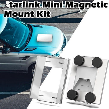Starlink Mini Magnetic Car Mount With Protective Cover, Glossy Metal Square Frame Bracket for Vehicle Roof and Outdoor Travel, Secure Magnetic Installation Kit for Mini Starlink Terminal (White)