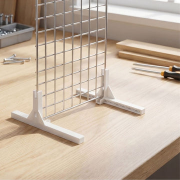 White Plastic Grid Support Base with T-Shaped Legs for Display Stands, 4 Pieces Set